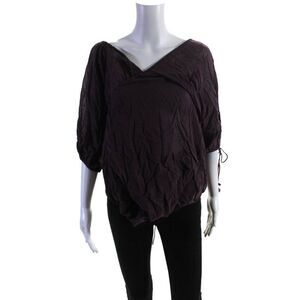 Samantha Treacy Women's Off The Shoulder Short Sleeves Blouse Purple Size S
